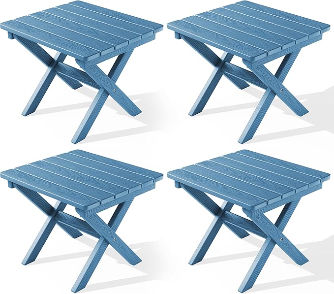 SERWALL Folding Outdoor Side Table Set of 4, Small Adirondack Side Table