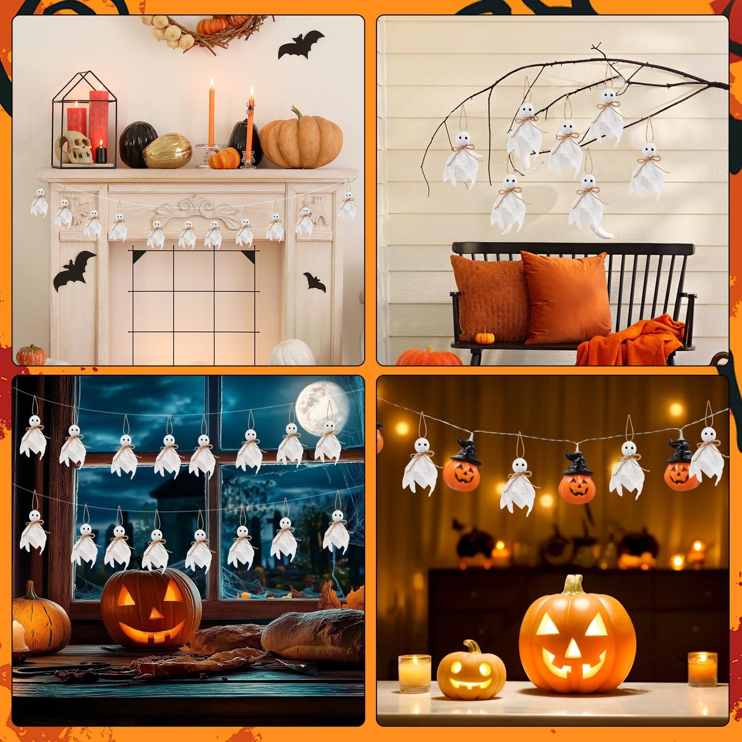 18 Pcs Halloween Ghost Hanging Ornaments Tree Farmhouse Rustic Cloth Ghosts Hanging Decoration for Front Yard Patio Lawn Garden Party Décor and Holiday Decorations
