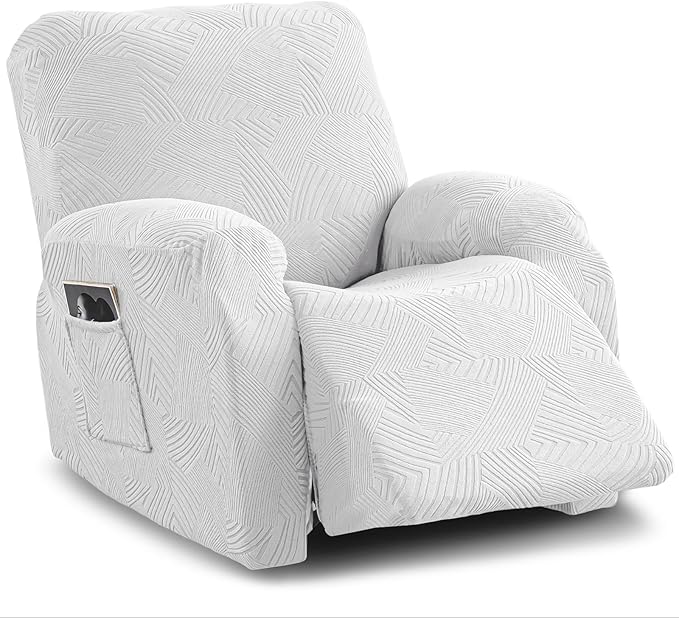 Recliner Chair Covers, 4-Piece Stretch Geometric Strokes Jacquard Reclining