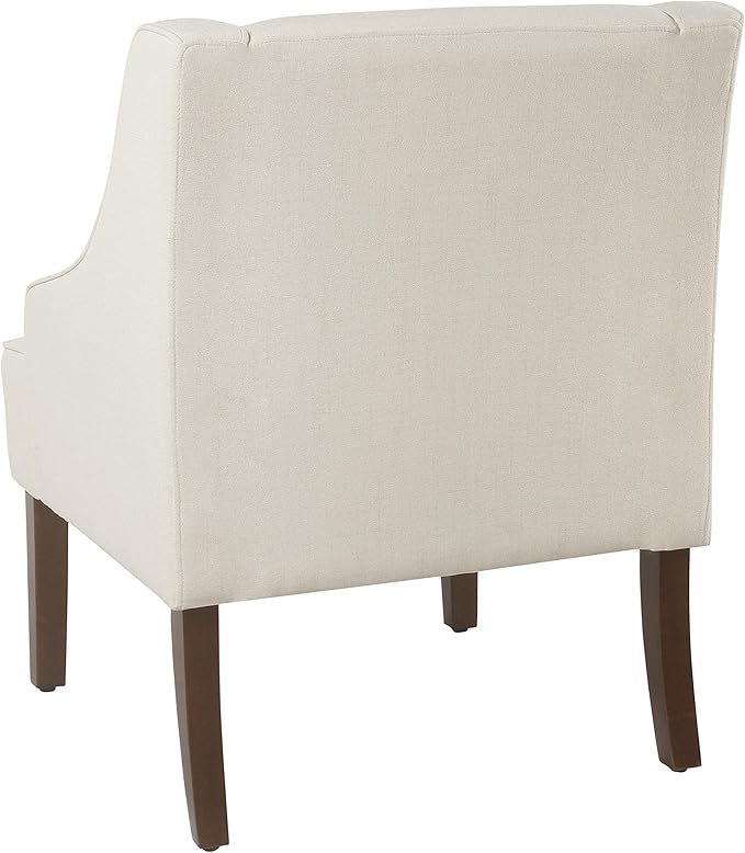 Homepop Upholstered Classic Swoop Arm Accent Chair Home Décor, Warm Ivory