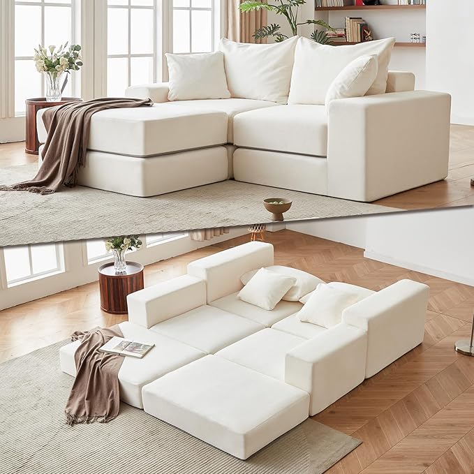 Modular Sectional Loveaeat Cloud Sofa, Boneless Couch