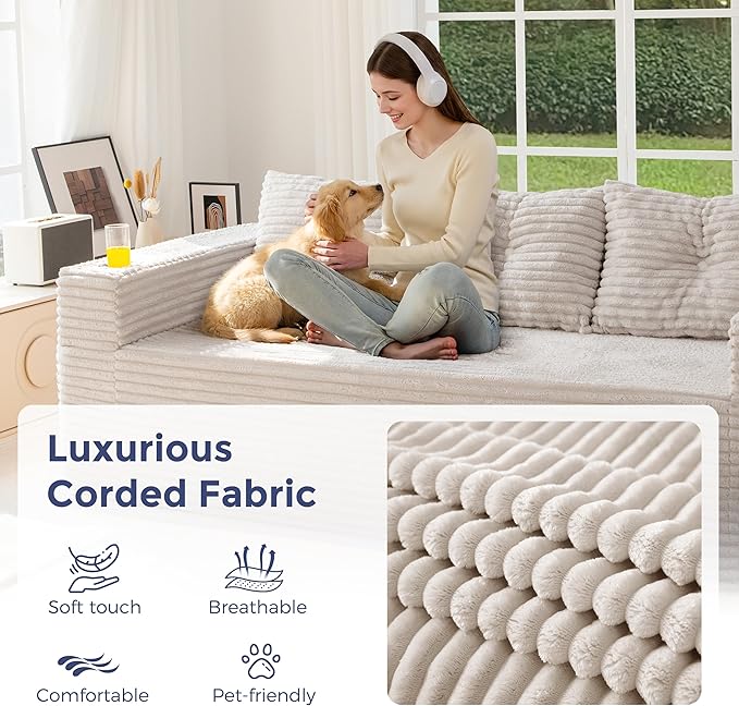 MAXYOYO 79" Oversized Boneless Loveseat Sofa Couch