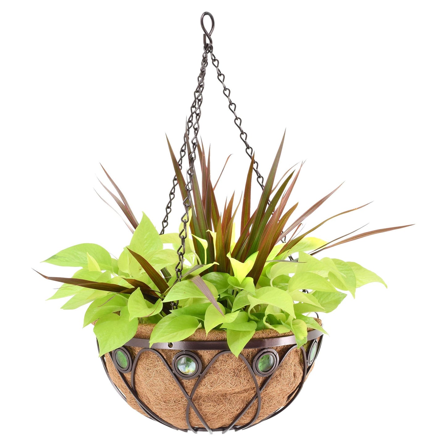 Arcadia Emerald Series Round Hanging Basket Planters, 14-Inch