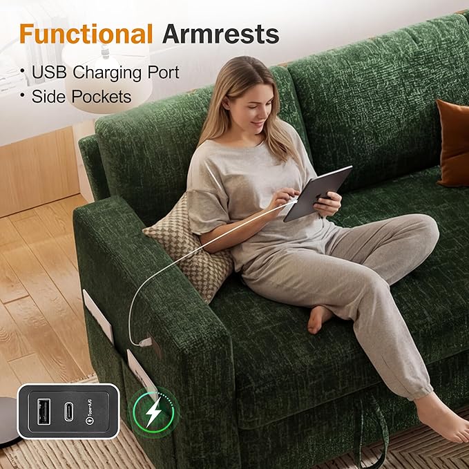 Sunny Heart 82" L Shaped Sectional Sleeper Sofa Bed