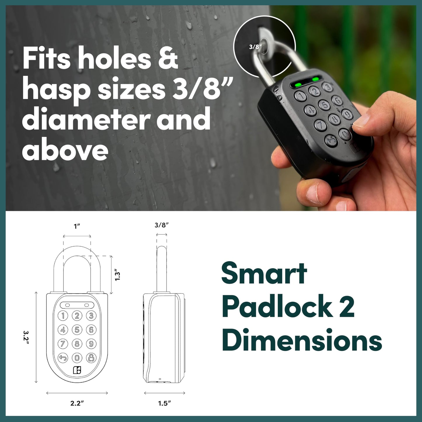 igloohome New Smart Padlock 2 (SP2), The Toughest Smart Padlock – Share Access from Anywhere with the Mobile app (iOS/Android) – No WiFi Needed, Waterproof & Rechargeable