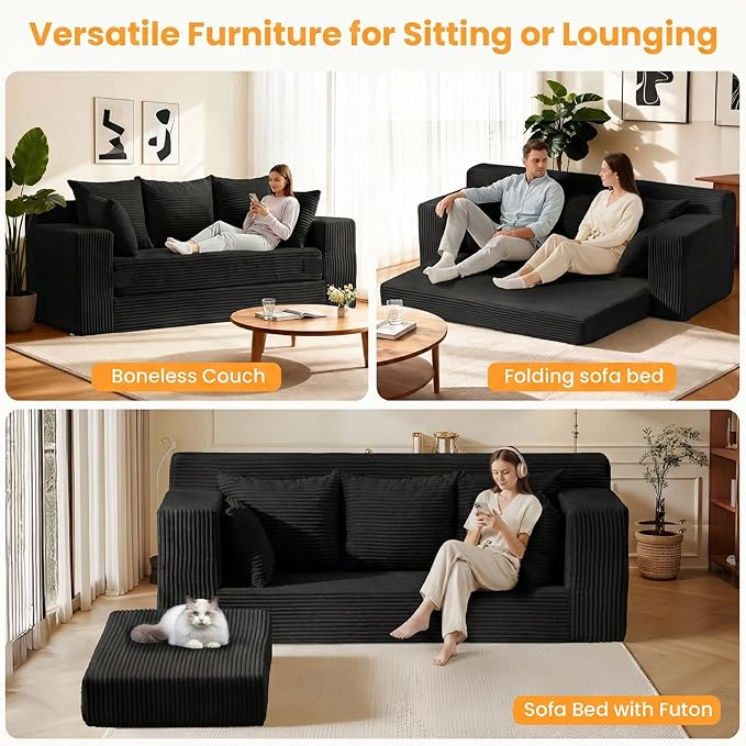 Convertible Sofa Bed, Pull Out 3 Seater Sleeper Sofa