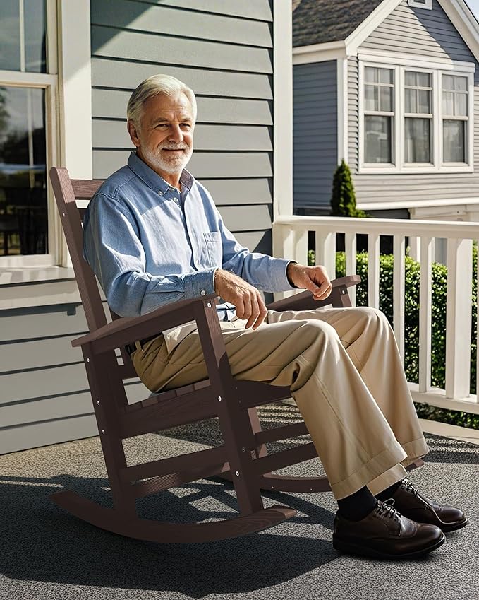SERWALL Outdoor Rocking Chair, HDPE Rocking Chair
