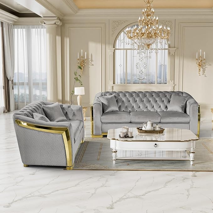 DAMAIFROM Mid Century Modern Chesterfield Sofa Couch, 3 Seat Tufted Sofas