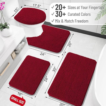 OLANLY Large Bathroom Rugs 59x35, Extra Soft Absorbent Chenille Bath Rugs, Rubber Backing Quick Dry, Machine Washable Bath Mats for Bathroom Floor, Tub and Shower, Home Decor Accessories, Red
