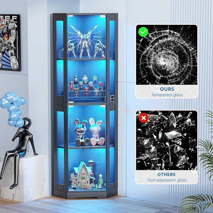 BROTTAR 65" Corner Glass Display Cabinet