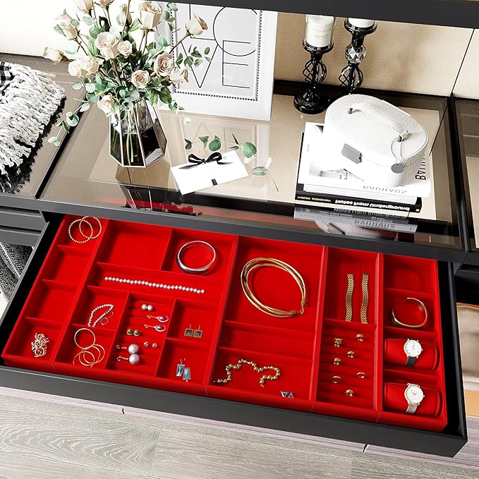 VEELIKE Bright Red Velvet Flocking Liner Self Adhesive Felt Drawer Liners