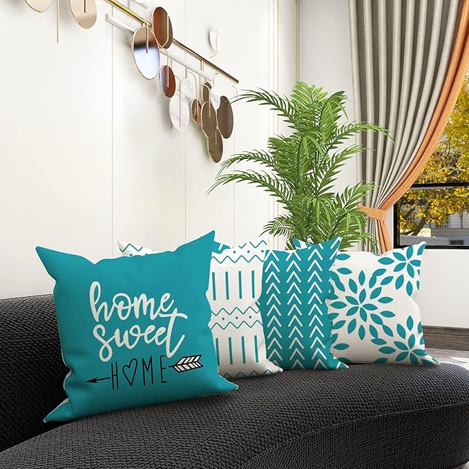 YCOLL Pillow Covers 18x18 Set of 4, Modern Sofa Throw Pillow Cover, Decorative