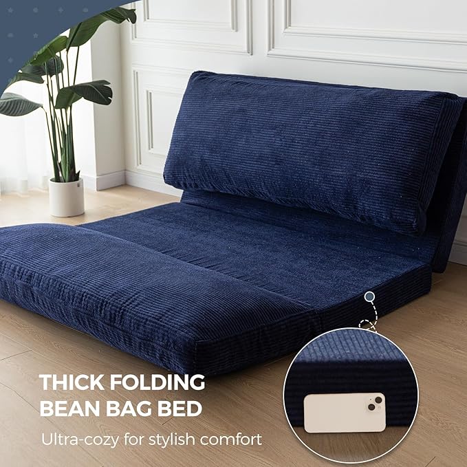 MAXYOYO Folding Sofa Bed, Extra Thick and Long Floor Sofa Convertible Sleeper
