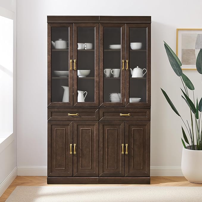 Crosley Furniture Stanton 2-Piece Glass Door Kitchen Storage Pantry Cabinet