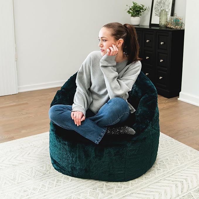 Big Joe Milano Bean Bag Chair for Kids, Ultra-Soft Emerald Plushie Polyester