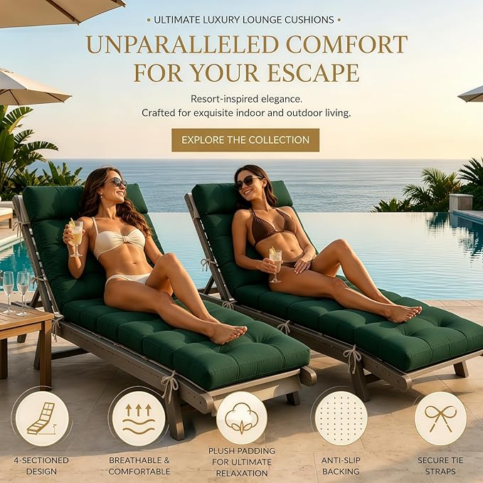 Chaise Lounge Cushion Outdoor, Waterproof Thick Patio Lounge Chair Cushion