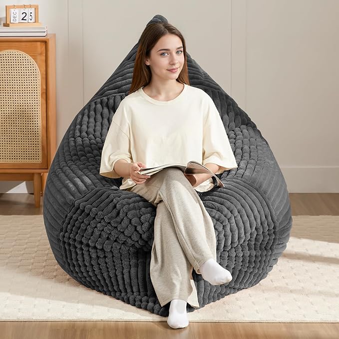 3-in-1 Giant Bean Bag Chair for Adults & Kids, Convertible Floor Sofa to