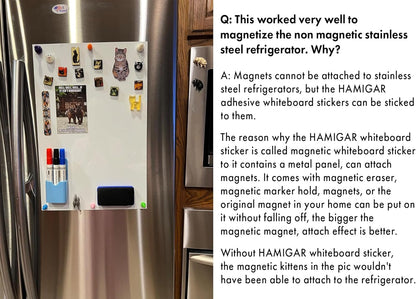 HAMIGAR Magnetic Whiteboard Contact Paper 18" x 39" Dry Erase White Board Sticker for Wall Stick on White Board Peel and Stick Wallpaper Adhesive Poster with Marker, Magnetic Eraser and Magnets