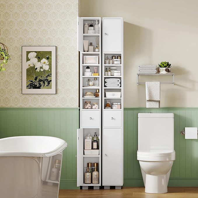 TEENFON Bathroom Cabinet, Narrow Bathroom Storage Cabinet