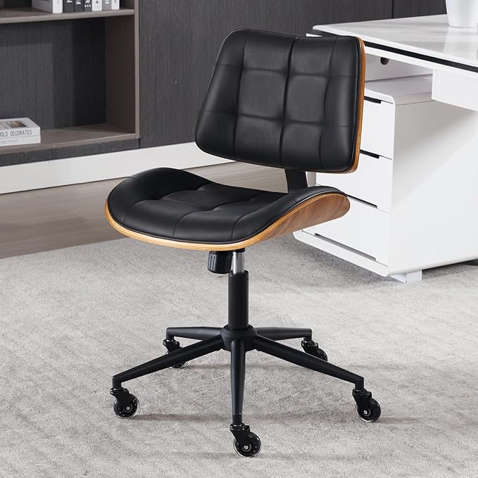 Home Office Desk Chair with Wheels, Adjustable Height Armless Office Chair