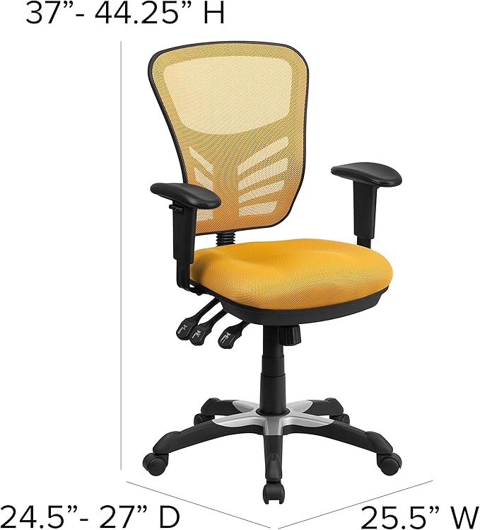 Flash Furniture Nicholas Mid-Back Yellow-Orange Mesh Multifunction Executive