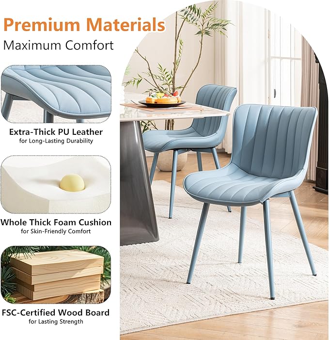 YOUNUOKE Mid-Century Modern Dining Chairs Set of 2, Armless Accent Chair