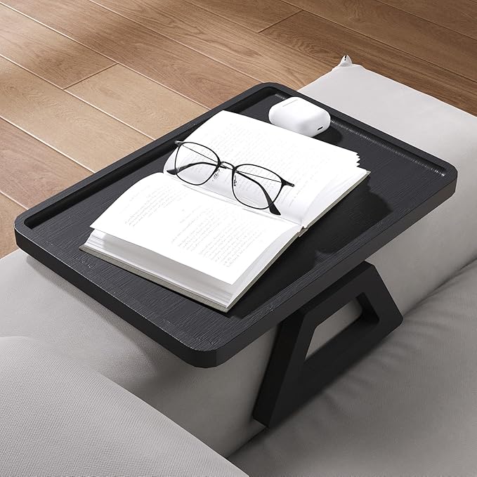 Couch Arm Tray, Bamboo Folding Sofa Tray, Sofa Armrest Trays Clip-On Couch Desk