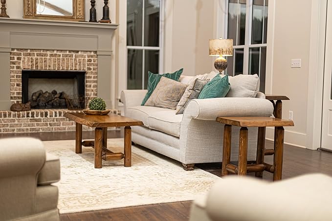 Live Edge Wood Cabin Style Log Pine and Cedar Coffee Table Living Room Decor