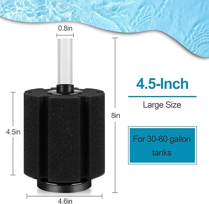 Sponge Filter for Betta Fry Aquarium Fish,for Clear and Quiet Aquariums Tank Up to 60 Gallon Each 3pc