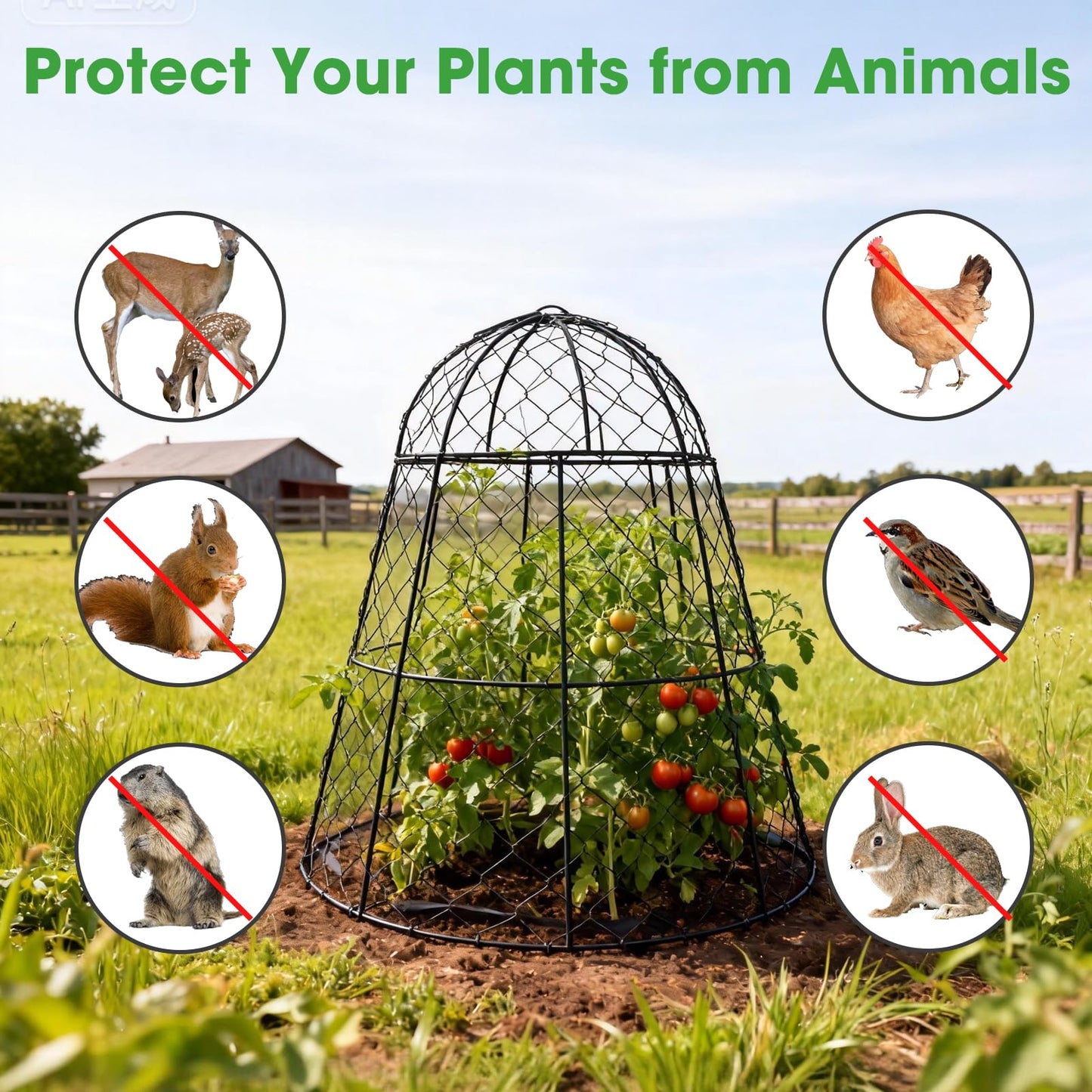 12 Pcs Garden Cloches for Plants, 17" H x 13" D Metal Chicken Wire Cloche Plant Covers Sturdy Plant Protectors Garden Netting Plant Protectors from Animals to Keep Bunnies Chicken Squirrels Birds Out