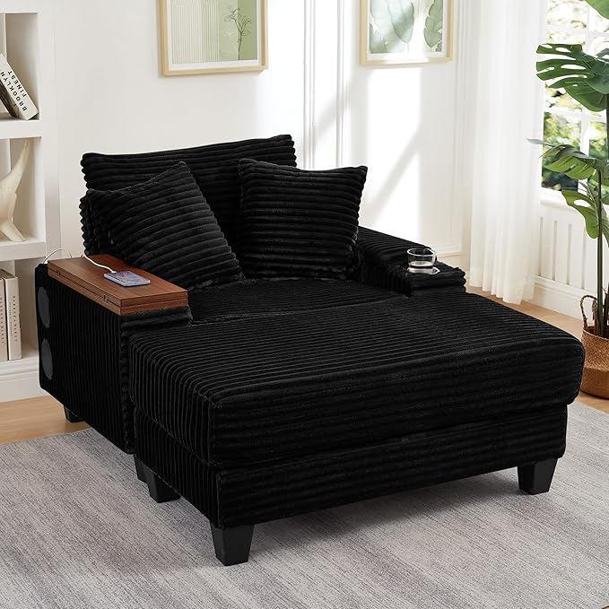 KEIKI Corduroy Storage Armrest Sofa, Single Versatile Seat