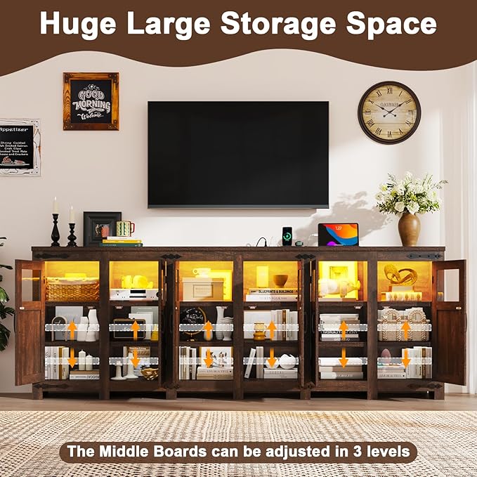 95.3" Large LED Farmhouse TV Stand