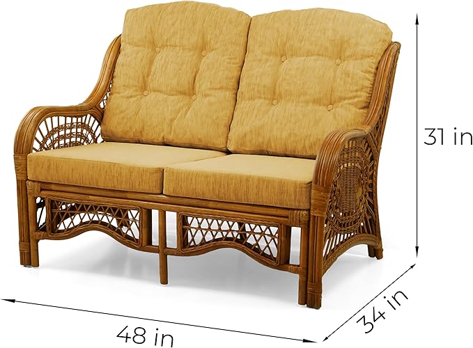 Malibu Lounge Loveseat Sofa Natural Rattan Wicker Handmade Design
