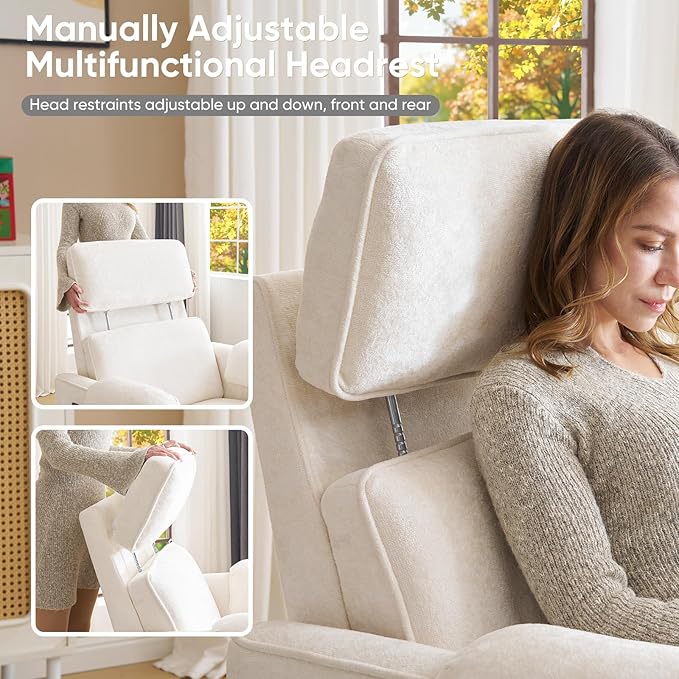 Oversized Power Rocker Recliner Chair, Chenille Glider Rocking Nursery Chair
