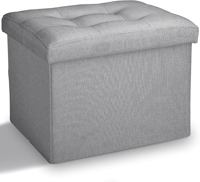 LINMAGCO Small Storage Ottoman Stool Foot Rest Stool Under Desk Stool Short