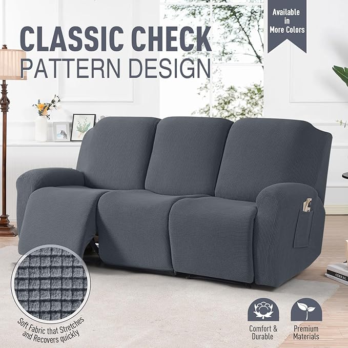 TAOCOCO Recliner Sofa Covers 8-Pieces Stretch Large Couch Covers