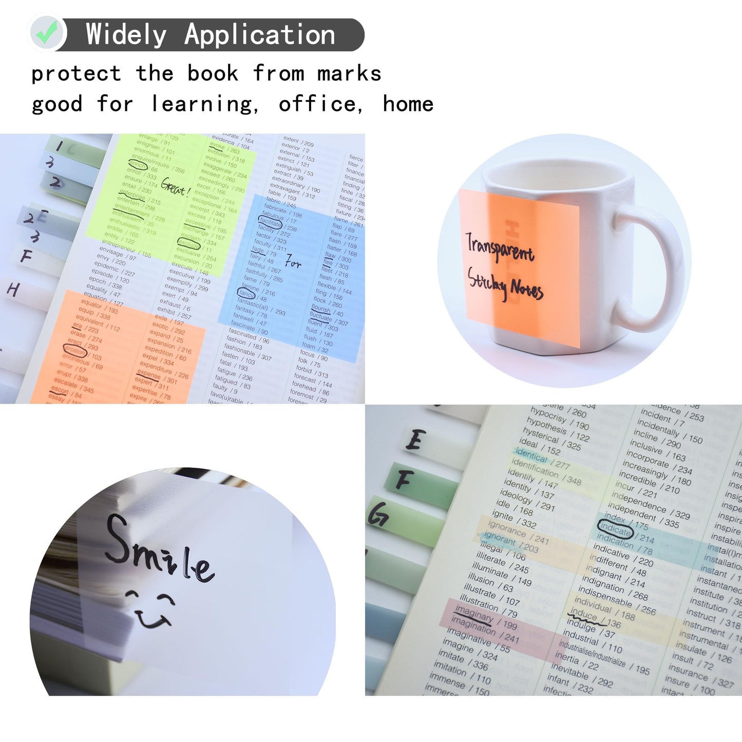 YOUDEFUL 800Pcs Transparent Sticky Notes, 3"x3" Clear Sticky Notes, Waterproof Translucent Sticky Note Pads for Books Annotation, Clear Post it Notes for Bible Study, School, Office