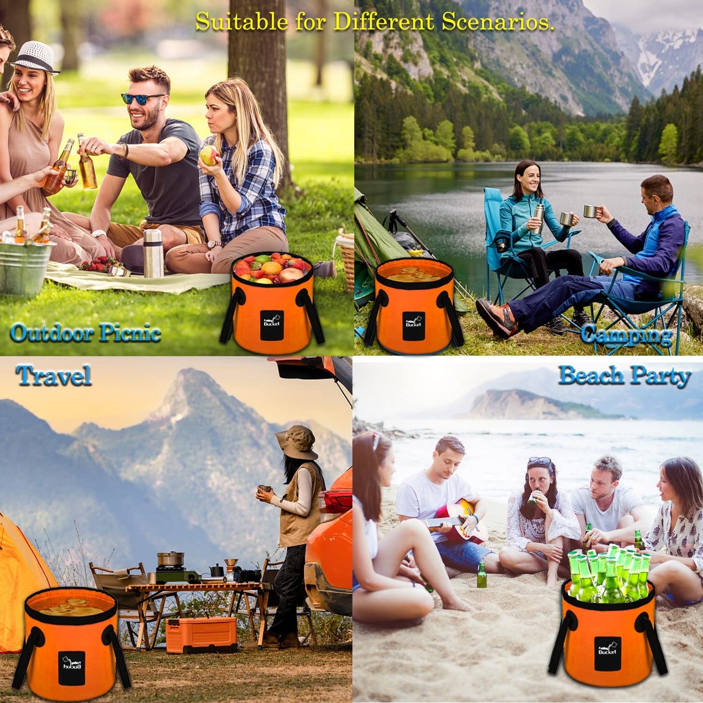 Esthesia 5 Gallon Collapsible Wash Basin - Multifunctional Portable Folding Bucket for Travelling, Camping, Hiking, Fishing, Gardening