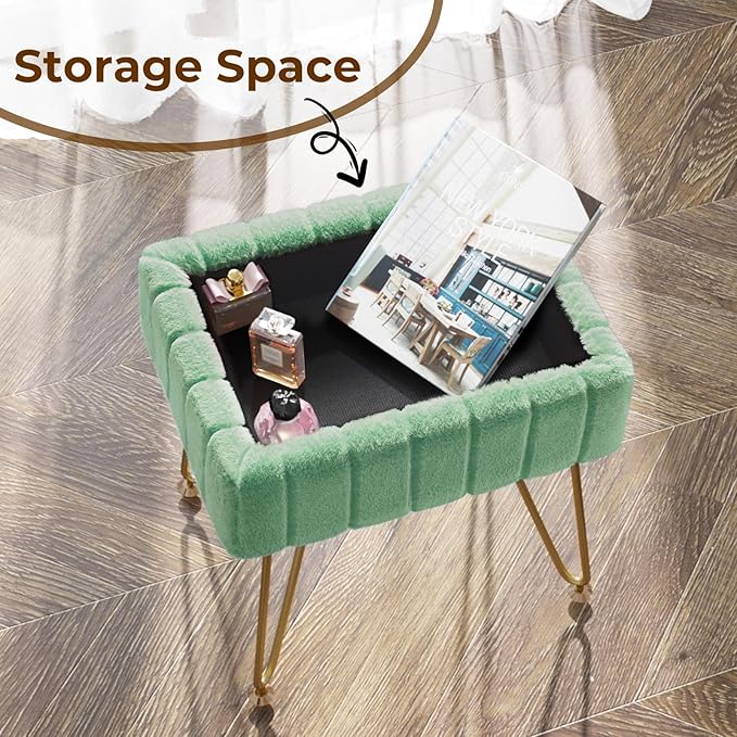 Greenstell Vanity Stool Chair Faux Fur