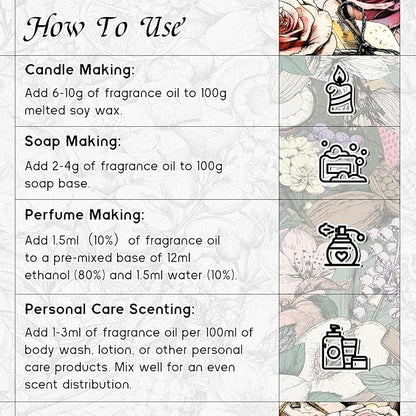 HIQILI Jasmine Fragrance Oil for Aromatherapy Diffuser, Floral Scent for Candle, Perfume Making, Skin Care, Laundry Essential Oil - 5.07 Fl Oz