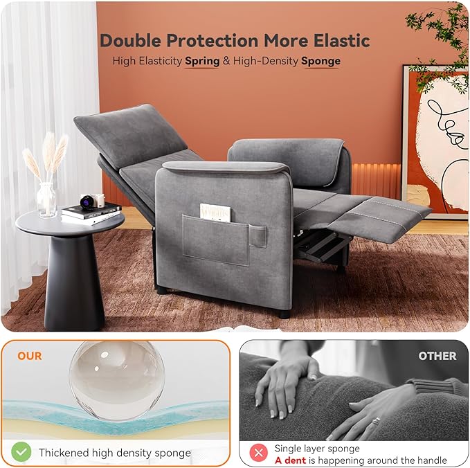 Recliner Chair，Electric Adjustable Chenille Recliner