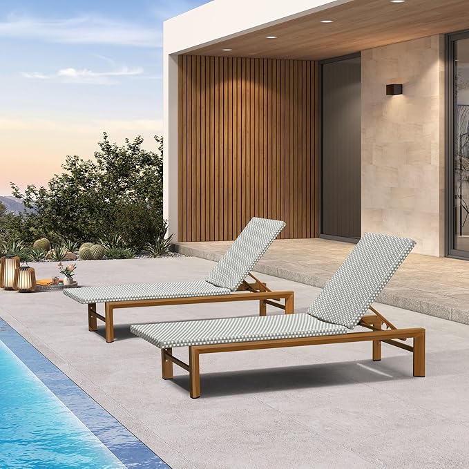 PURPLE LEAF Extra Wide Patio Chaise Lounge Set of 2 Outdoor Lounger French PE