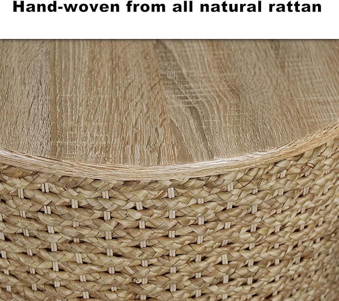 Nesting Coffee Table Set of 2, Rustic Crate and Barrel Coffee Table, Hand-Woven