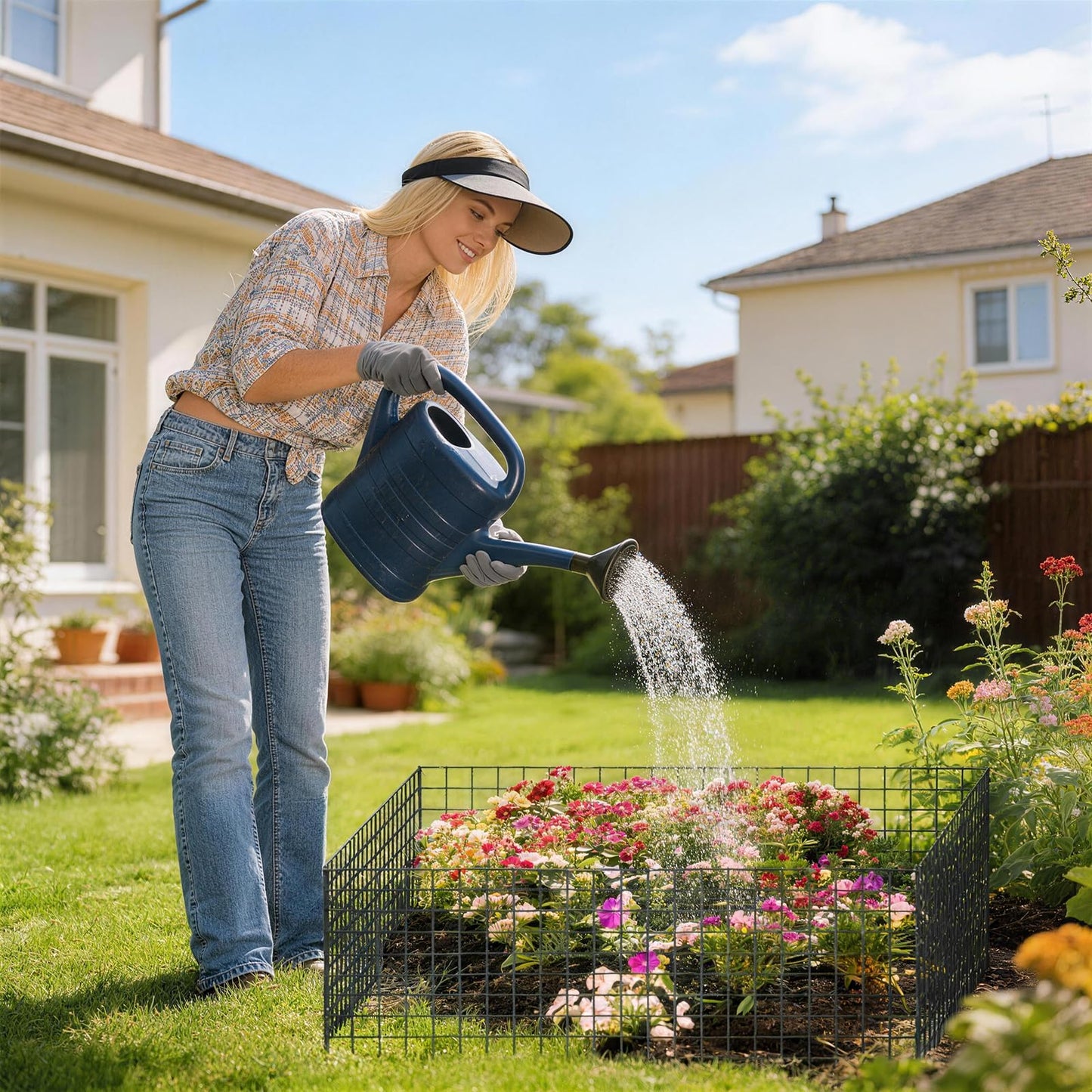 10 Packs Plant Protectors from Animals, 30Pcs 12"x 16" Large Metal Wire Mesh Garden Plant Cages for Outdoor Gardening, Chicken Wire Cloche Plant Cages for Rabbits with Zip Ties & Stakes(Black)