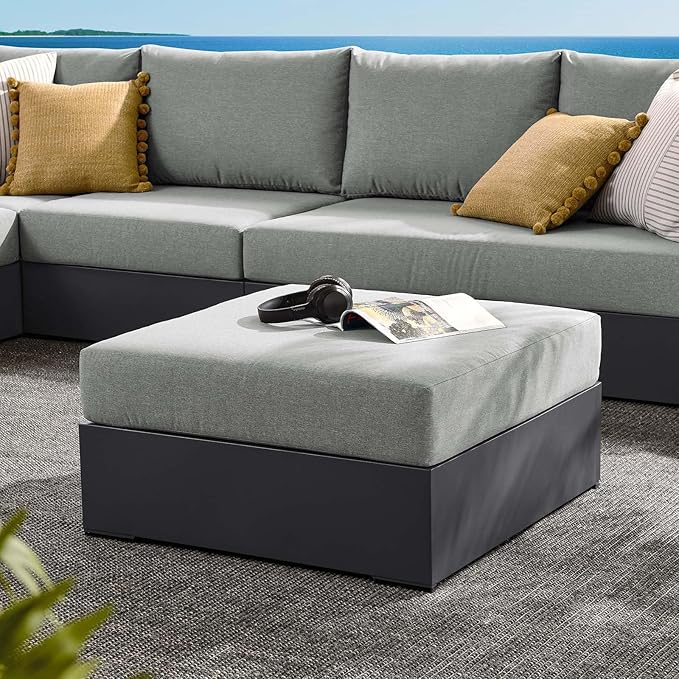 Modway Tahoe Aluminum Ottoman Gray