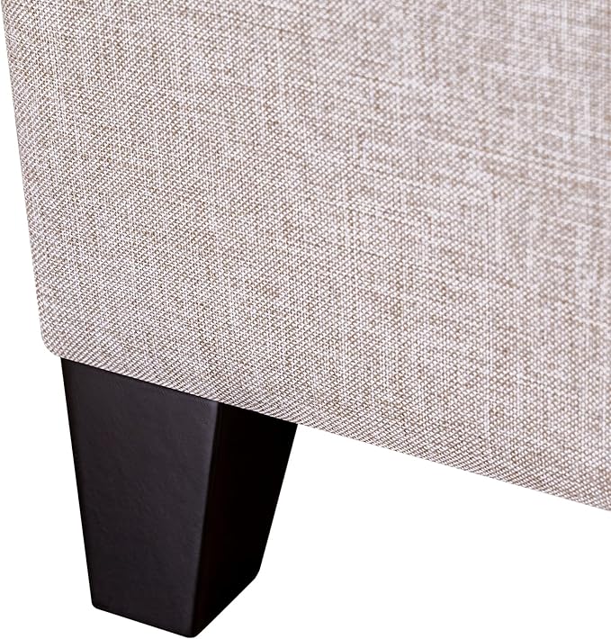 Adeco 18 Inch High Cube Ottoman Storage, Linen Chair Foot Stools, Upholstered