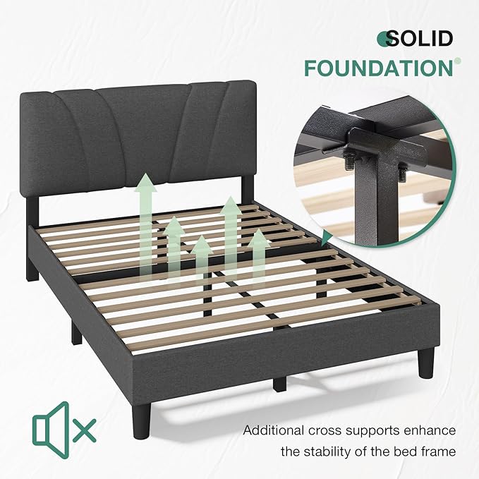 Novilla Full Bed Frame Upholstered Platform Full Size Bed Frame