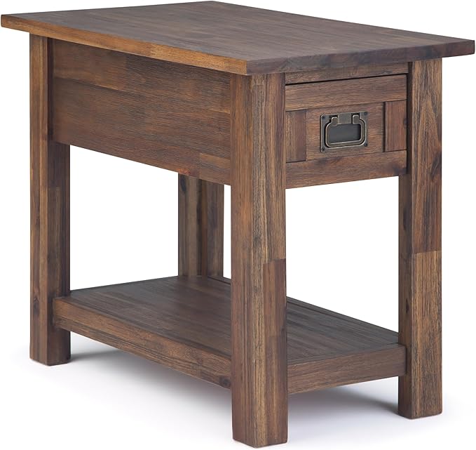 SIMPLIHOME Monroe Narrow Side Table – 14 inch Wide Solid Acacia Wood End Table