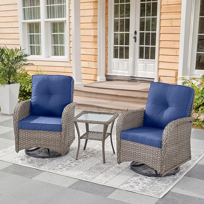 Belord Swivel Patio Chairs Wicker Set