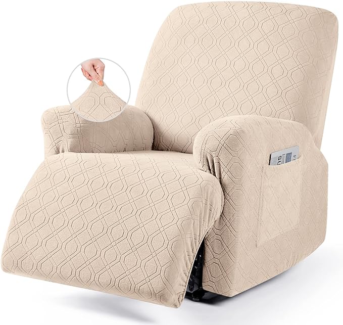VANSOFY Oversized Recliner Chair Cover, 4-Pieces Stretch Recliner Covers